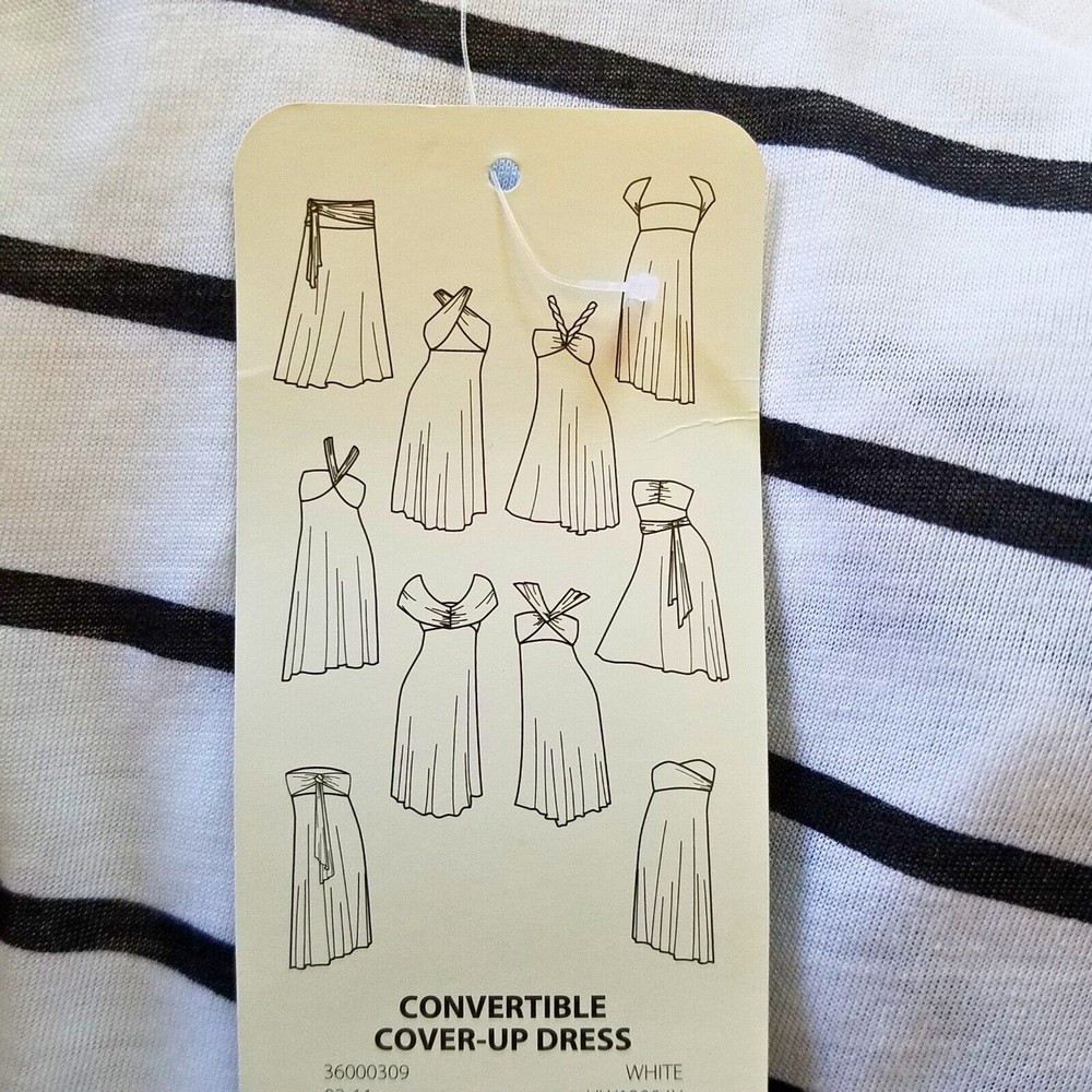 Catalina Convertible Cover-Up Dress White Black Stripes Size 3X (22W-24W) - Picture 4 of 5